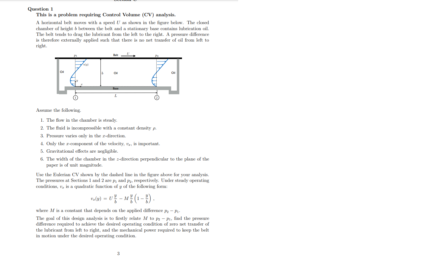 Question 1 This Is A Problem Requiring Control Volume Cv Analysis A Horizontal Belt Moves With A Speed U As Shown In 1