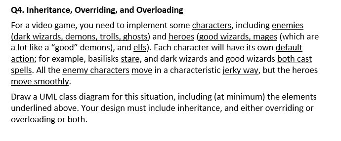 Q4 Inheritance Overriding And Overloading For A Video Game You Need To Implement Some Characters Including Enemies 1