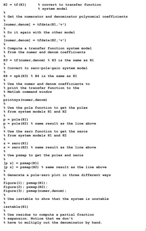 Question 6 Here Is Some Matlab Code That Uses This System To Illustrate The Matlab Functions Tf Zpk Zero Pole Tfdata 2