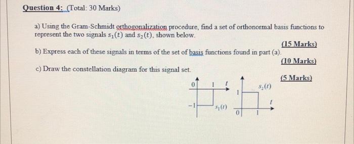 Question 4 Total 30 Marks A Using The Gram Schmidt Orthogonalization Procedure Find A Set Of Orthonormal Basis Fun 1
