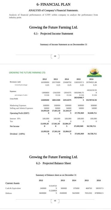 6 Financial Plan Analysis Of Company S Financial Statements Analysis Of Financial Performances Of Giff Within Company T 1