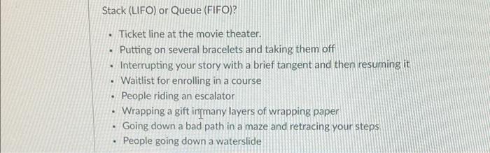 Stack Lifo Or Queue Fifo Ticket Line At The Movie Theater Putting On Several Bracelets And Taking Them Off Interru 1