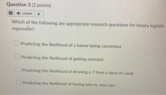 Question 1 2 Points E4 Listen To Run Logistic Regression In R What Is Missing From The Following Code Mod Yx Bi 2