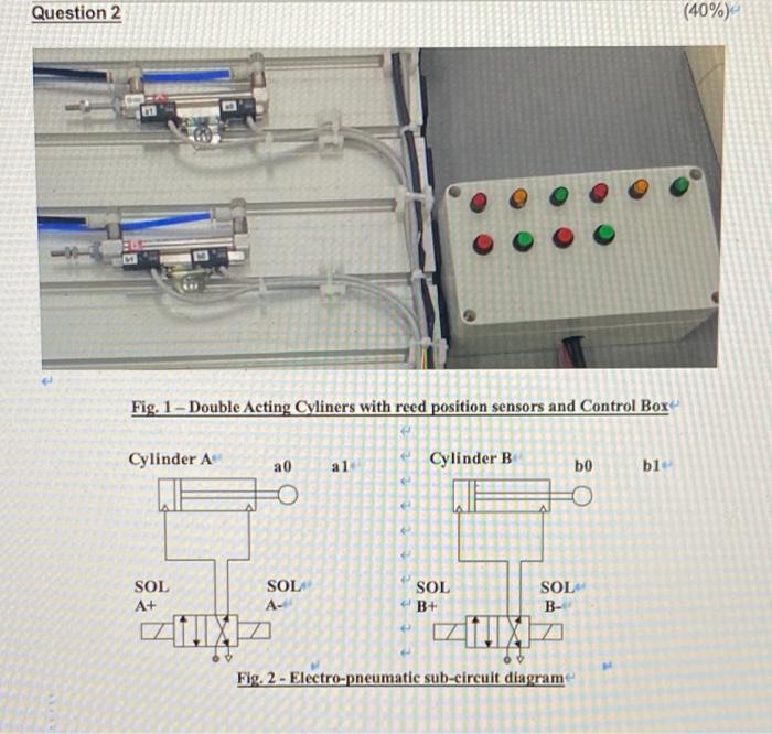 Question 2 40 Fig 1 Double Acting Cyliners With Reed Position Sensors And Control Box Cylinder A A0 Al Cylinder B 1