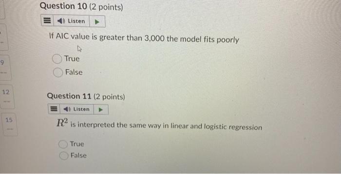 6 9 12 15 Question 6 2 Points Listen The Equation For Logistic Regression Contains Many Similar Part Of The Equation F 3