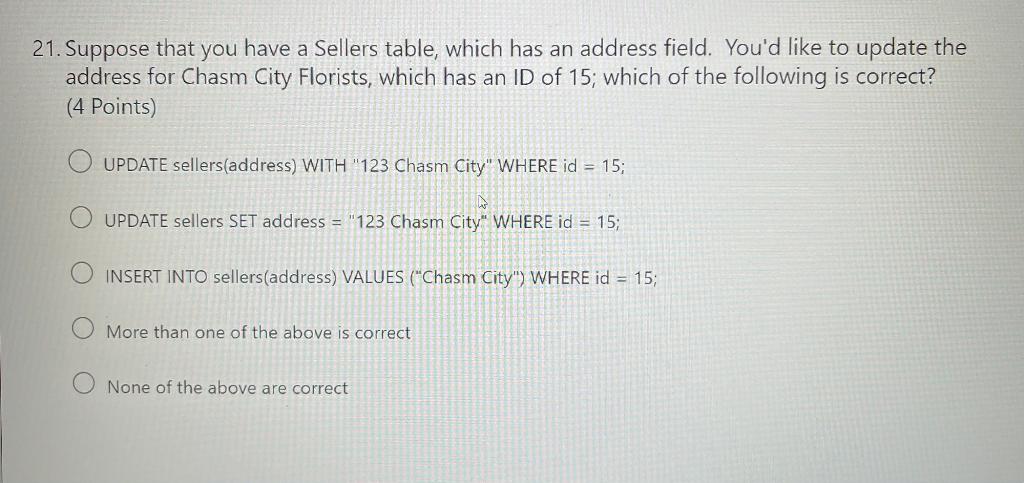23 Suppose That Instead Of Having Just A Sellers Table We Have Two Tables A Sellers Table And A Locations Table And 2