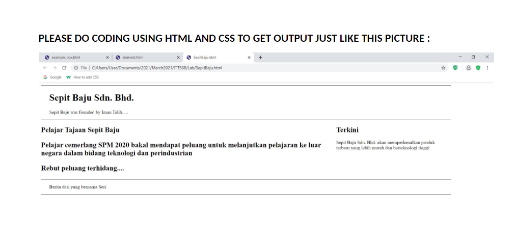 Please Do Coding Using Html And Css To Get Output Just Like This Picture Example Box Html G Google W How To Add Css El 1