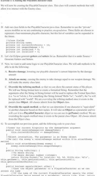 Exercise 1 Creating The Playablecharacter Class We Will Now Be Creating The Playablecharacter Class This Class Will Co 1