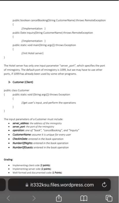 Problem Description A Distributed Hotel Booking System Consists Of The Hotel Server And The Dient Machine The Server M 4