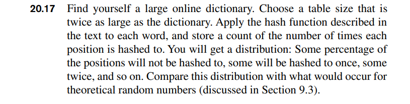 20 17 Find Yourself A Large Online Dictionary Choose A Table Size That Is Twice As Large As The Dictionary Apply The H 1