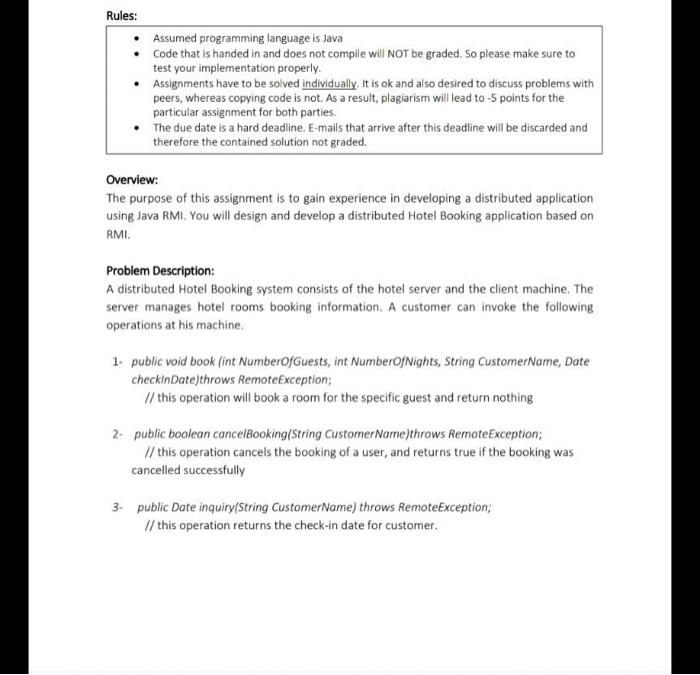 Rules Assumed Programming Language Is Java Code That Is Handed In And Does Not Compile Will Not Be Graded So Please 1