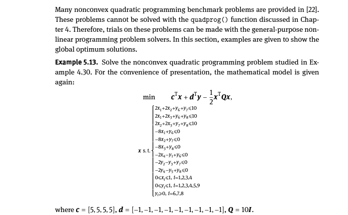 Many Nonconvex Quadratic Programming Benchmark Problems Are Provided In 22 These Problems Cannot Be Solved With The Q 1