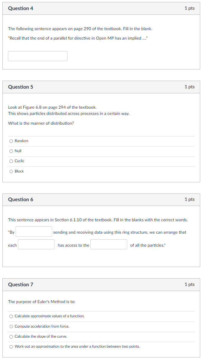 Question 4 The Following Sentence Appears On Page 290 Of The Textbook Fill In The Blank Recall That The End Of A Para 1