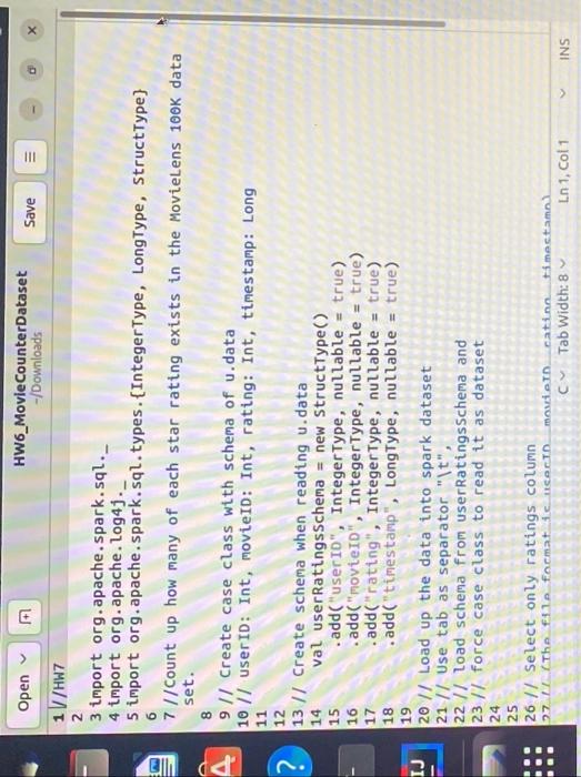 Ij E Hw6 Movie Counterdataset Open 1 Hw7 2 3 Import Org Apache Spark Sql 4 Import Org Apache Log4j 5 Import Org Apa 1