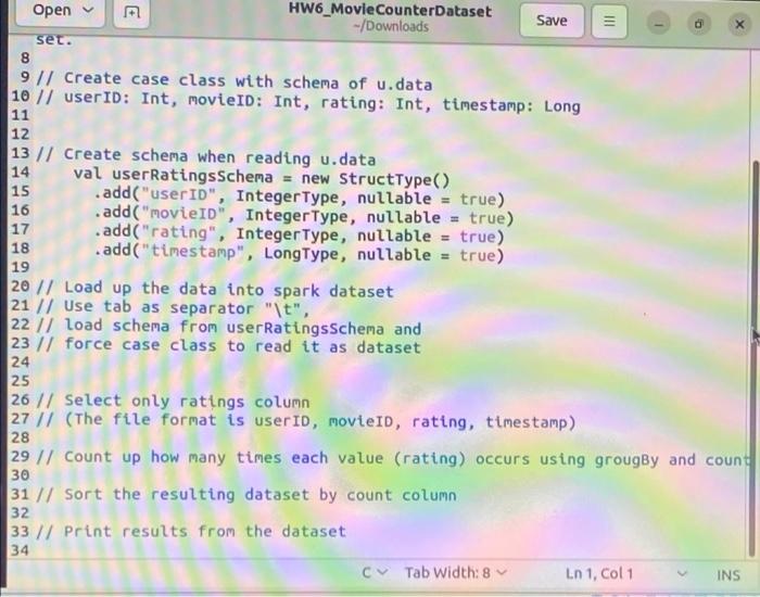 Ij E Hw6 Movie Counterdataset Open 1 Hw7 2 3 Import Org Apache Spark Sql 4 Import Org Apache Log4j 5 Import Org Apa 2
