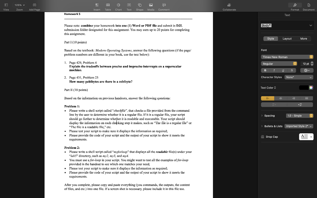 View 125 Zoom Add Page Homework 5 O D Insert Table Chart Text Shape Media Comment A Please Note Combine Your Homewor 1