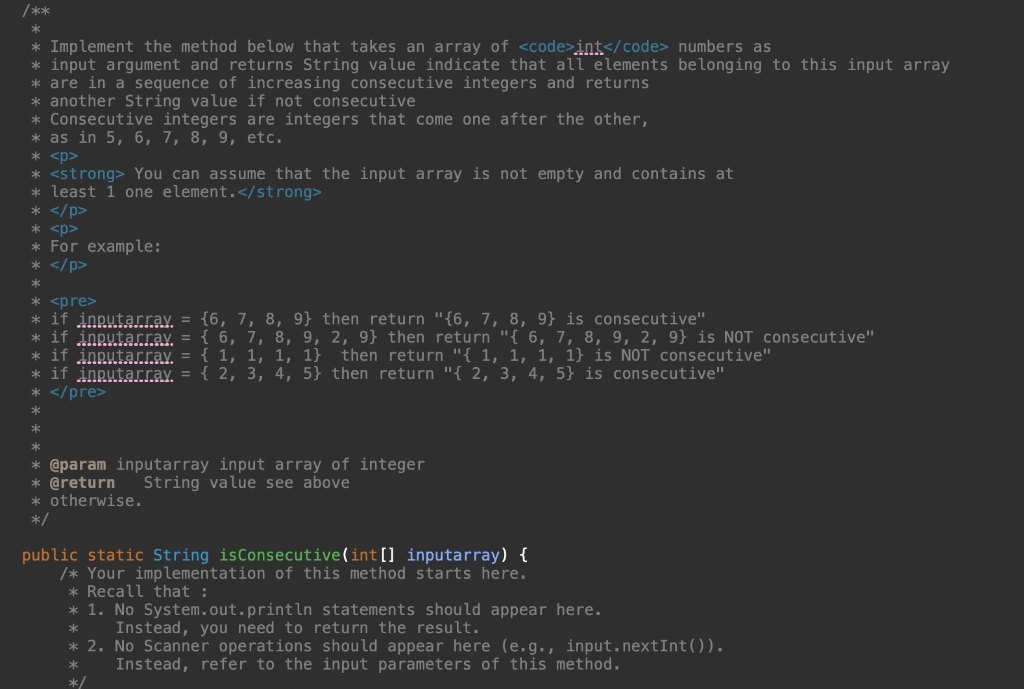 Implement The Method Below That Takes An Array Of Code Int Code Numbers As Input Argument And Returns Strin 1