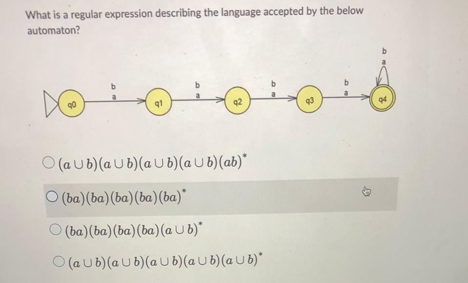 What Is A Regular Expression Describing The Language Accepted By The Below Automaton B Doo Q1 B De 92 A Ub A Ub A Ub 1
