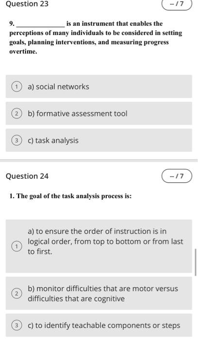 Question 19 2 What Are The 2nd And 5th Steps In The Task Analysis Process A The Performance Of Students With Disabili 3