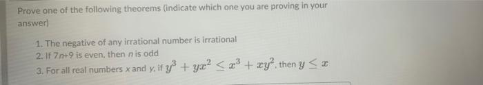 Prove One Of The Following Theorems Indicate Which One You Are Proving In Your Answer 1 For All Integers M If Mis Ev 2