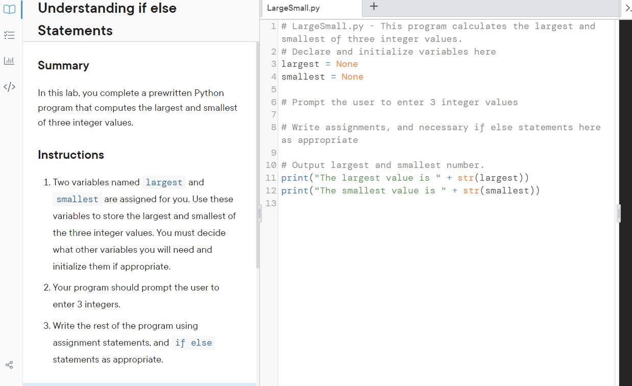 V Understanding If Else Statements Summary In This Lab You Complete A Prewritten Python Program That Compute 1
