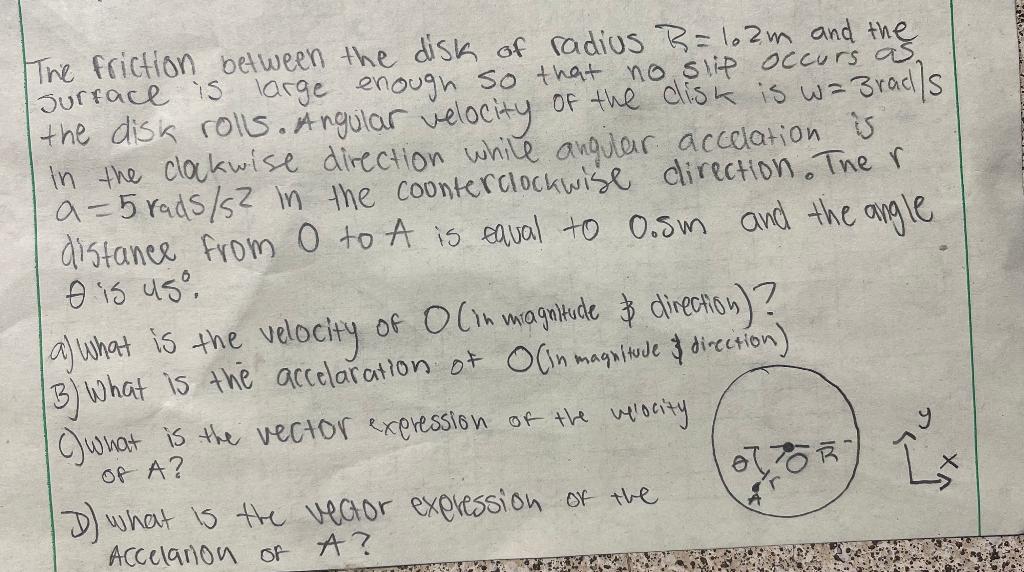 The Friction Between The Disk Of Radius Barbozma And The Surface Is Large Enough So That No Slip Occurs As The Disa Roll 1