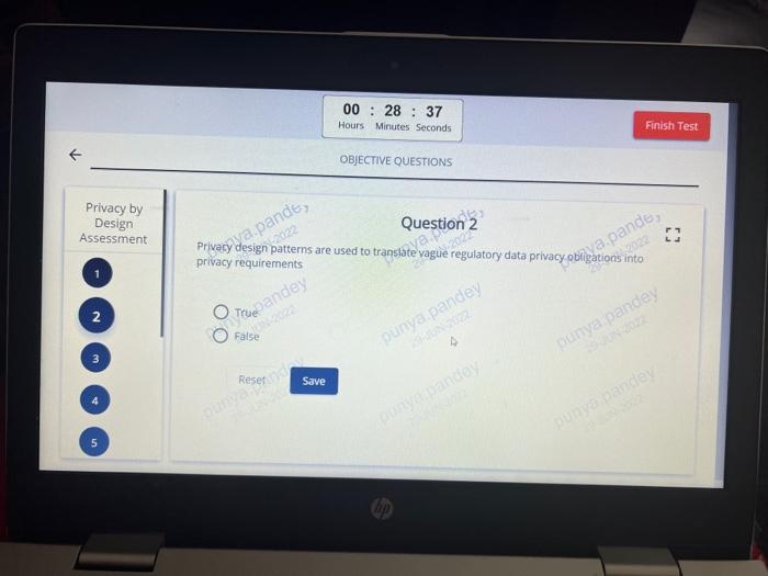 Privacy By Design Assessment 5 00 28 37 Hours Minutes Seconds Save Objective Questions Question 2 Ak Ya Po Penya Pande 1