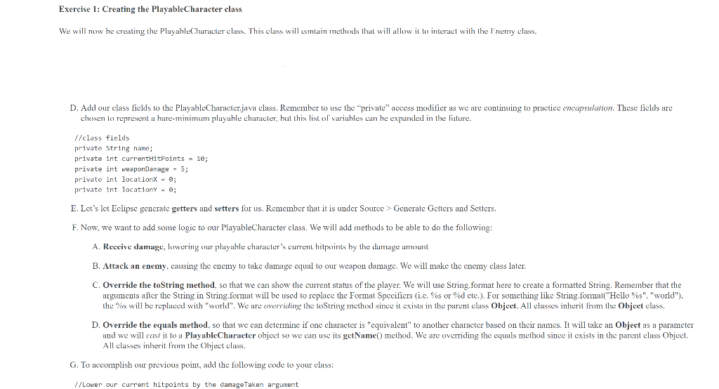 Exercise 1 Creating The Playablecharacter Class We Will Now He Creating The Playablecharacter Class This Class Will Co 1