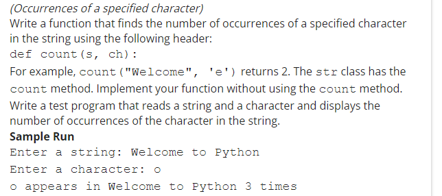 Occurrences Of A Specified Character Write A Function That Finds The Number Of Occurrences Of A Specified Character In 1