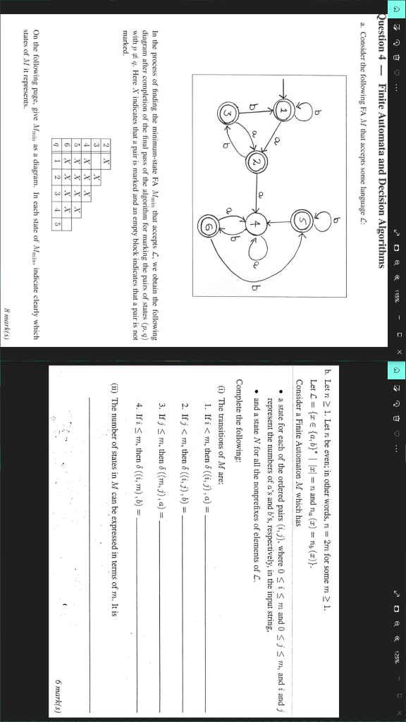 Question 4 Finite Automata And Decision Algorithms A Consider The Following Fa M That Accepts Some Language C 115 2 X 1