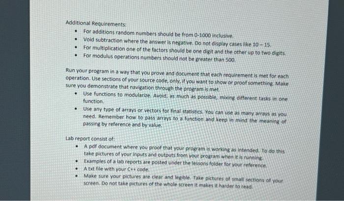 C 1 Lab04 Create A Lab Report For The Following Programming Challenge Math Tutor A Training Section For A User Mus 2