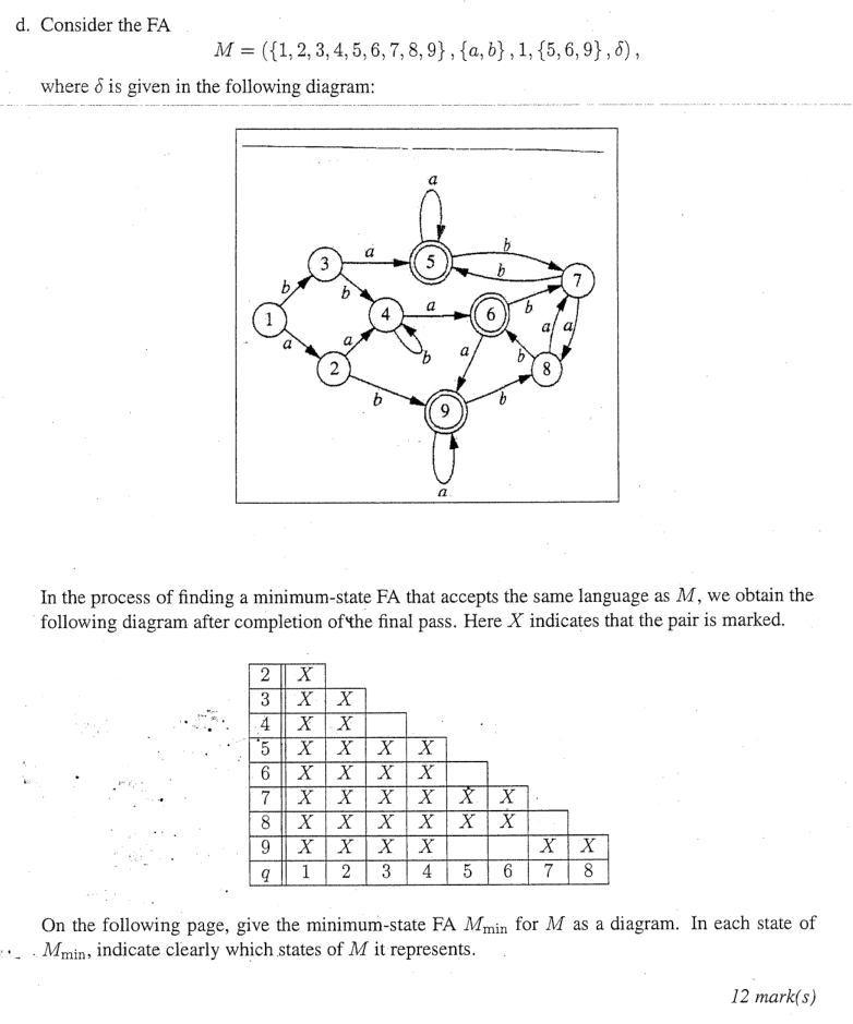 D Consider The Fa M 1 2 3 4 5 6 7 8 9 A B 1 5 6 9 6 Where Is Given In The Following Diagram 1