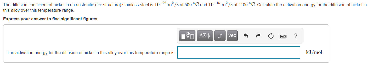 15 M S At 1100 C Calculate The Activation Energy For The Diffusion Of Nickel In 22 The Diffusion Coefficient Of Nick 1