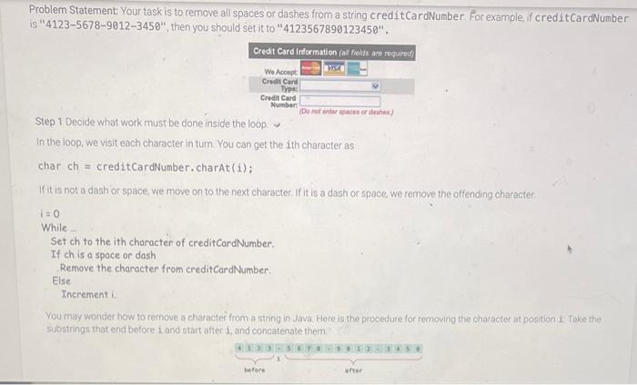 Problem Statement Your Task Is To Remove All Spaces Or Dashes From A String Credit Cardnumber For Example If Credit C 1