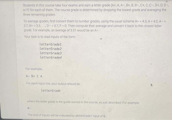 Students In This Course Take Four Exams And Earn A Letter Grade A A A B B B C C C D D D Or F For E 1