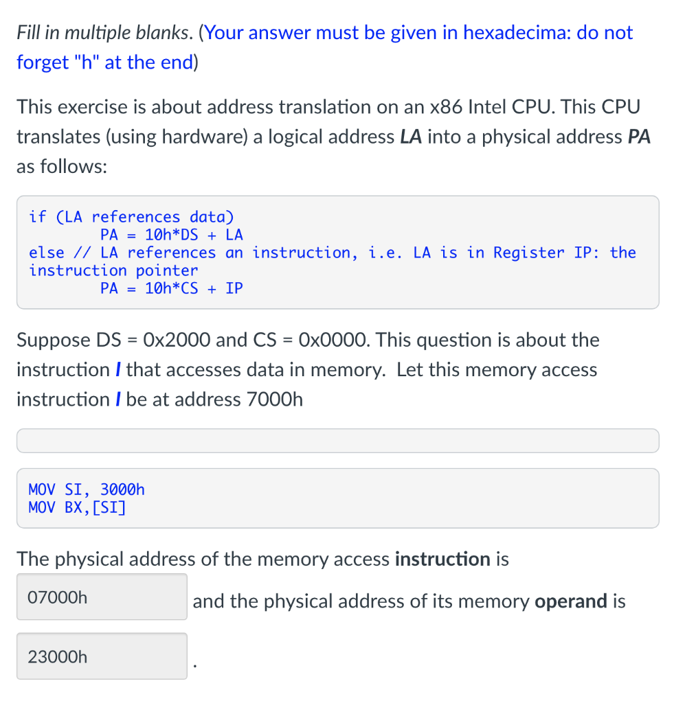 This Exercise Is About Address Translation On An X86 Intel Cpu This Cpu Translates Using Hardware A Logical Address L 1