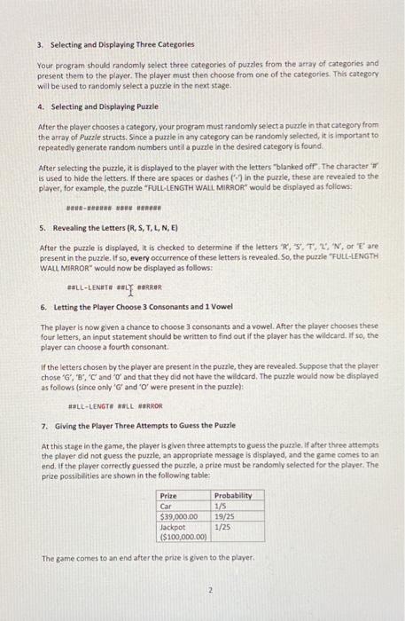 This Assignment Requires You To Write A Program To Simulate The Bonus Round Of The Television Game Show Wheel Of Fortu 2