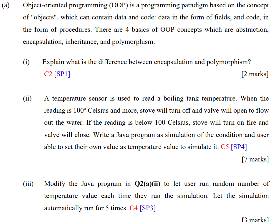 A Object Oriented Programming Oop Is A Programming Paradigm Based On The Concept Of Objects Which Can Contain Dat 1