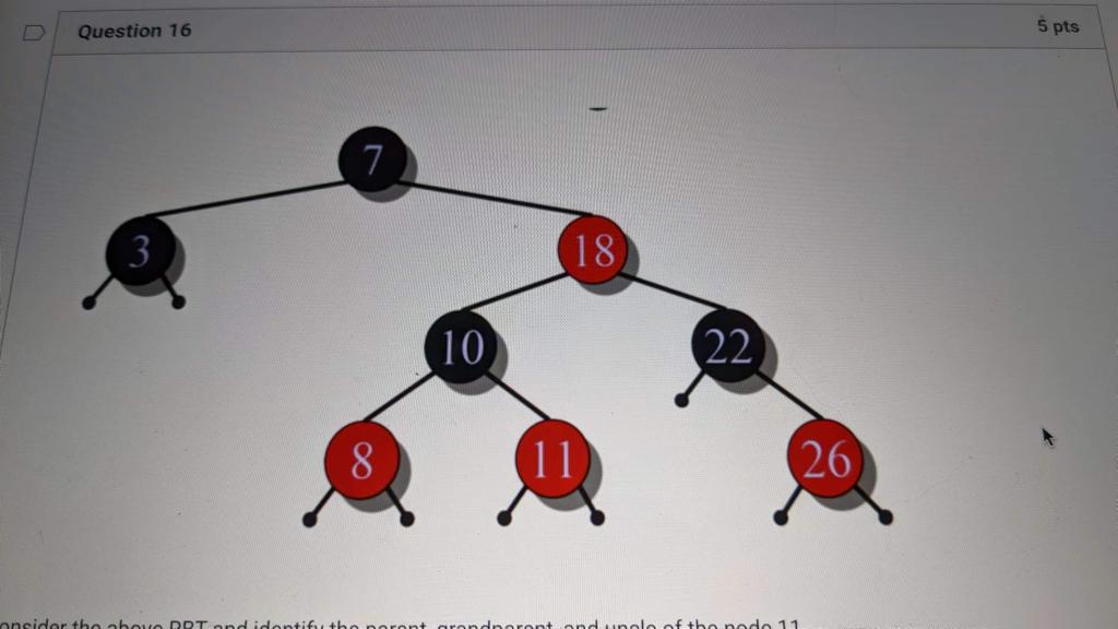 Question 16 3 7 8 10 18 22 Lopo 4 Pacar 4 9 P Padange 94 Apud 26 5 Pts Parent Grandparent Consider The Above Rbt A 1