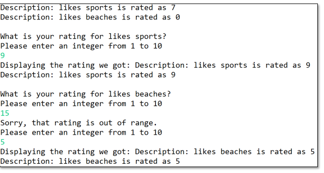 Description Likes Sports Is Rated As 7 Description Likes Beaches Is Rated As 0 What Is Your Rating For Likes Sports P 1