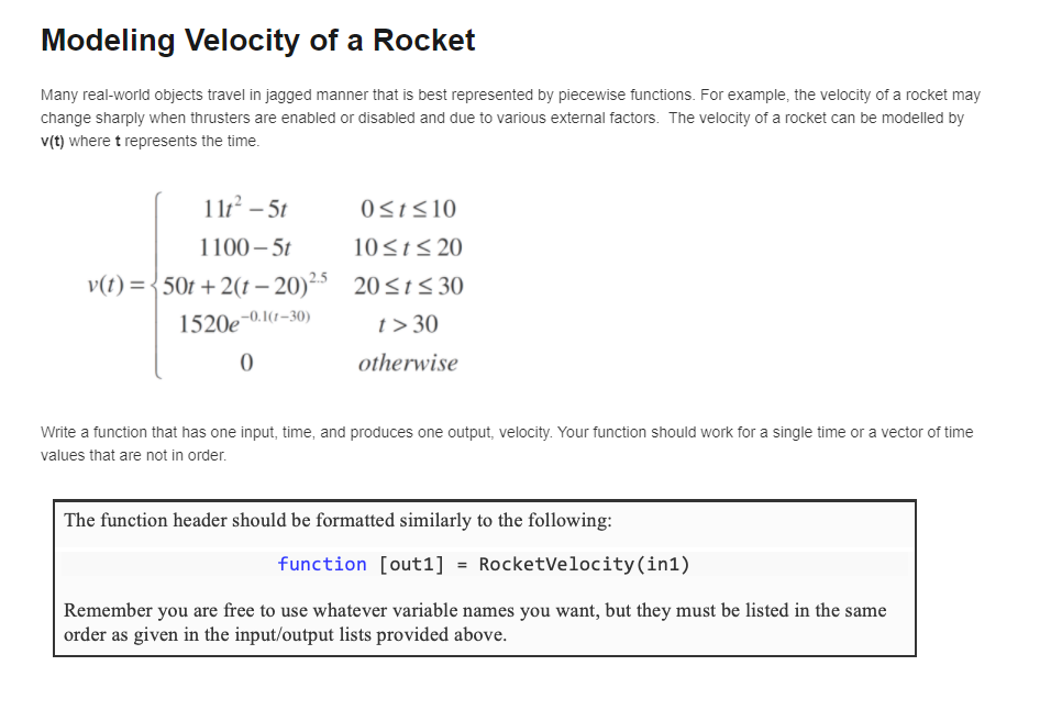 Modeling Velocity Of A Rocket Many Real World Objects Travel In Jagged Manner That Is Best Represented By Piecewise Func 1