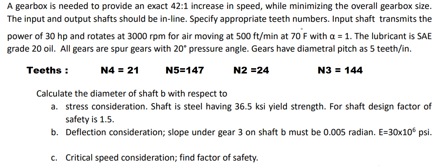 A Gearbox Is Needed To Provide An Exact 42 1 Increase In Speed While Minimizing The Overall Gearbox Size The Input And 1