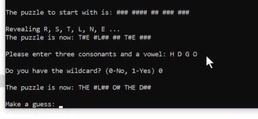 This Assignment Requires You To Write A Program To Simulate The Bonus Round Of The Television Game I Show Wheel Of For 5
