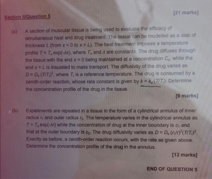 21 Marks Section 11 Question 5 A A Section Of Muscular Tissue Is Being Used To Evaluate The Efficacy Of Simultaneous 2