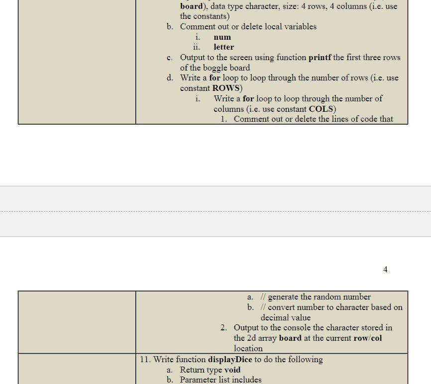 Tasks Activity Boggle C 1 Copy The C Source Code File From Assignment 2 And Rename It For Assignment 3 2 Write The Pre 2