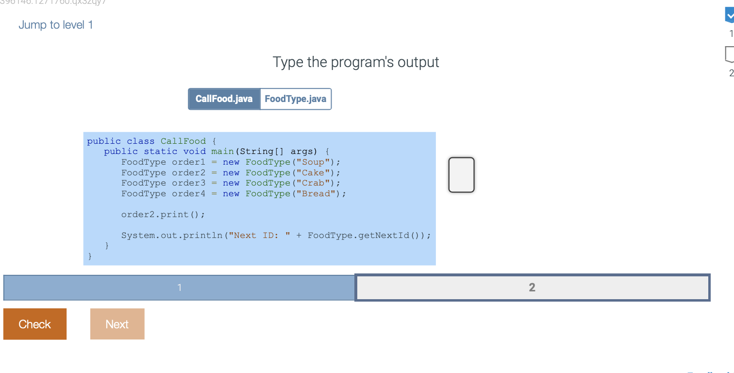 Jump To Level 1 Check Public Class Callfood Public Static Void Main String Args Foodtype Order1 New Foodtype 1