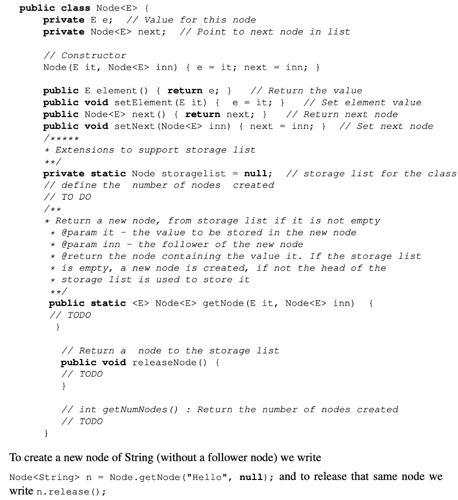 This Problem Is In Java If A Class Is Required To Store Data Inside Of A Node The Getnode Method That Exists Within 1