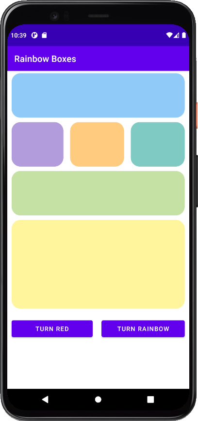Android Java App Develop An App In Android Studio That Displays Colorful Boxes As Shown In The First Screenshot Below 1
