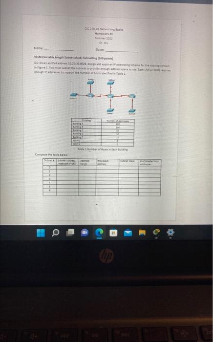Name Vism Variable Leng Subnet Mark Fobetting 100 Q1 Given An V4 Addre10 20 10 0 23 Design And P In Figure 1 You 1