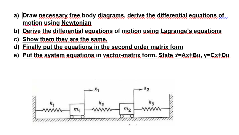 A Draw Necessary Free Body Diagrams Derive The Differential Equations Of Motion Using Newtonian B Derive The Differen 1